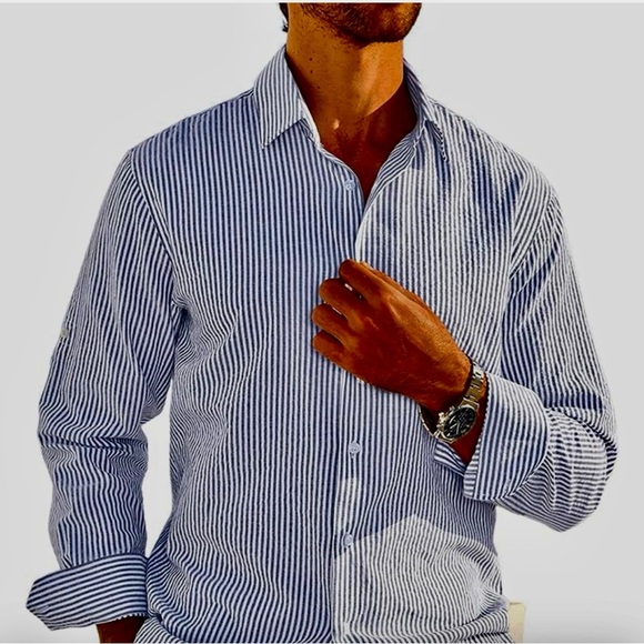 Men’s Small Striped button down shirt 
New with Tags MSRP$50 - Picture 1 of 11
